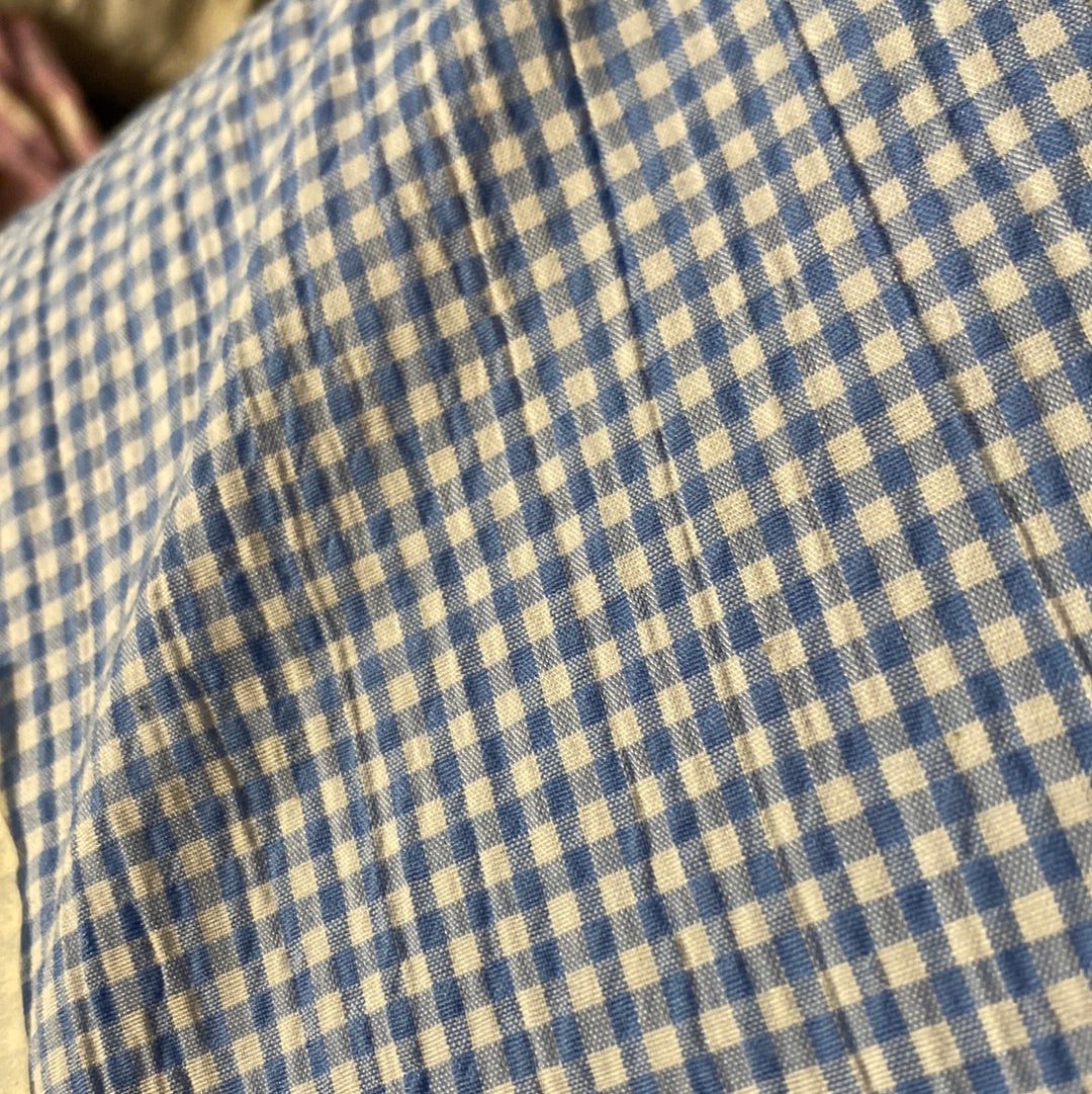 Seersucker blue and white gingham