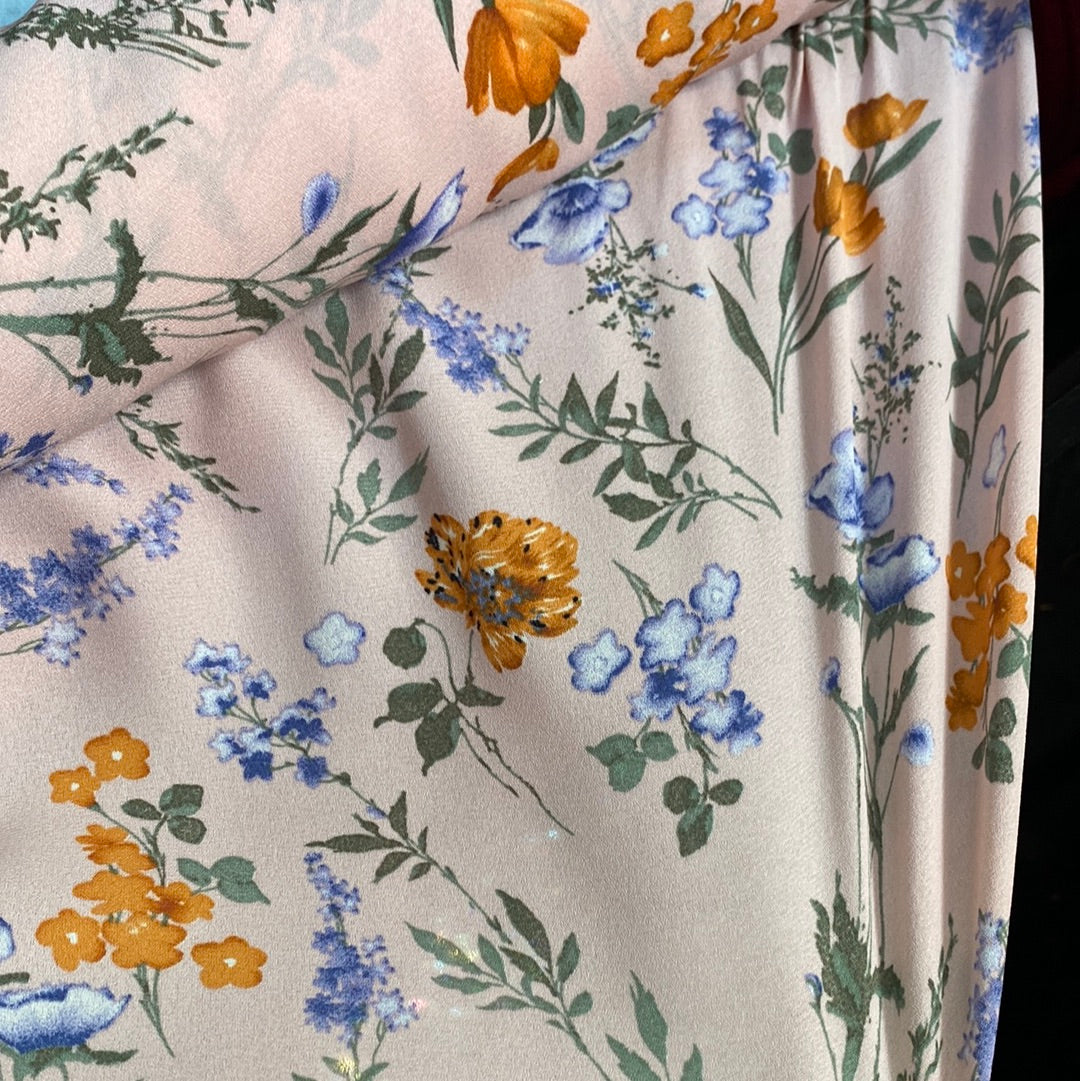 Crepe (viscose stretch) - Large floral on pink