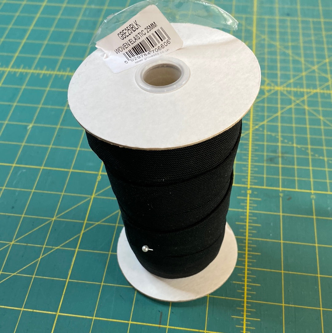 FLAT ELASTIC - 25mm loom elastic black