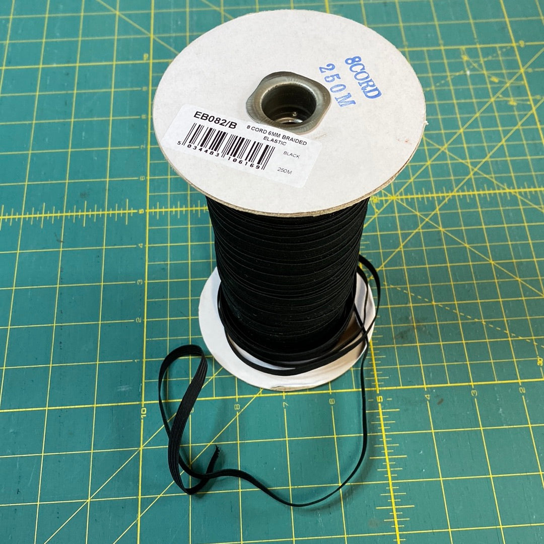 FLAT ELASTIC - 6mm braided elastic black