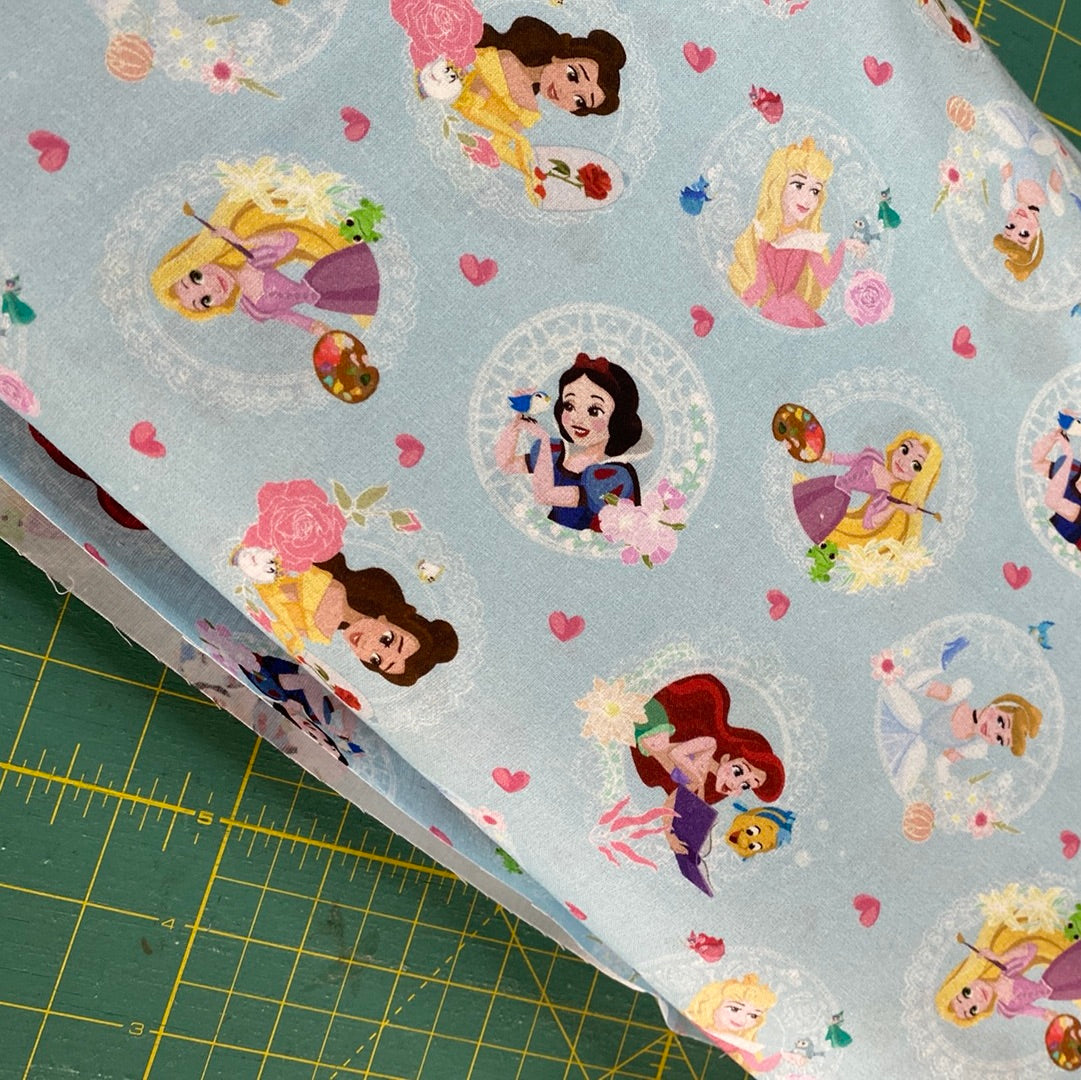 Cotton - Licensed - Disney Princesses on blue