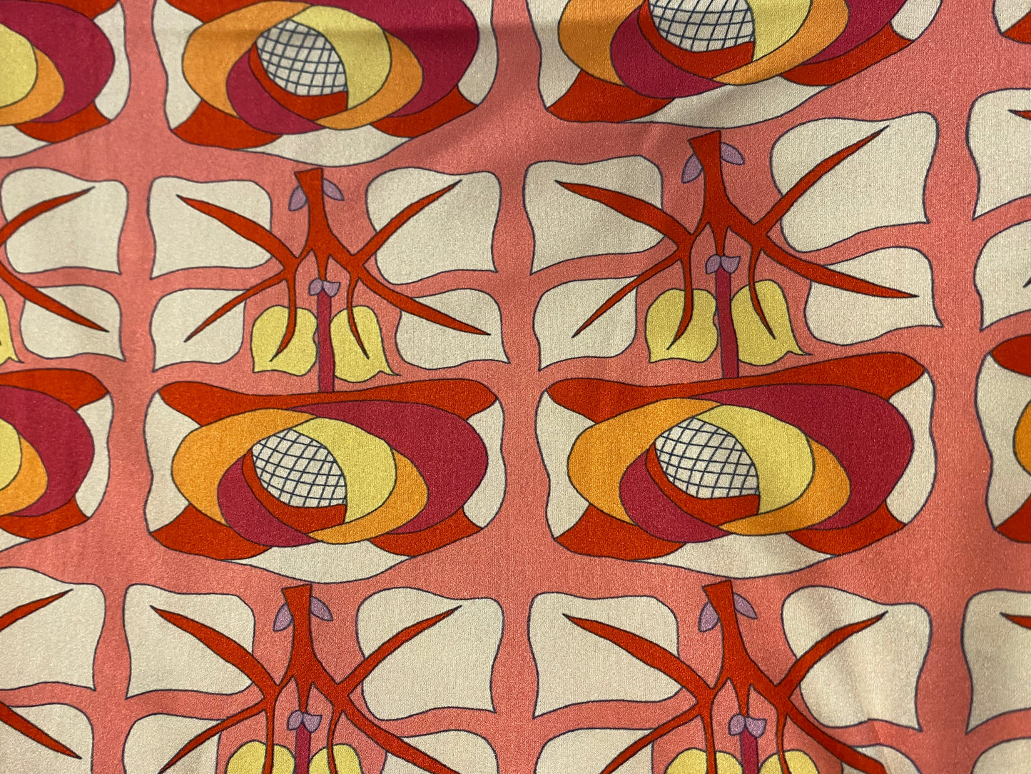 Satin (polyester) - silky geo Art Deco print