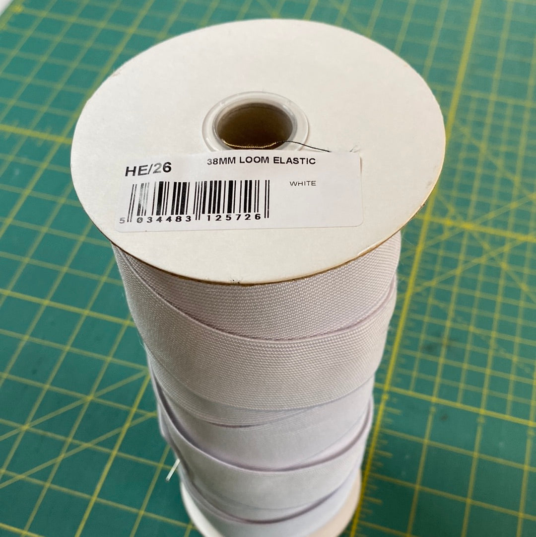 FLAT ELASTIC - 38mm loom elastic white