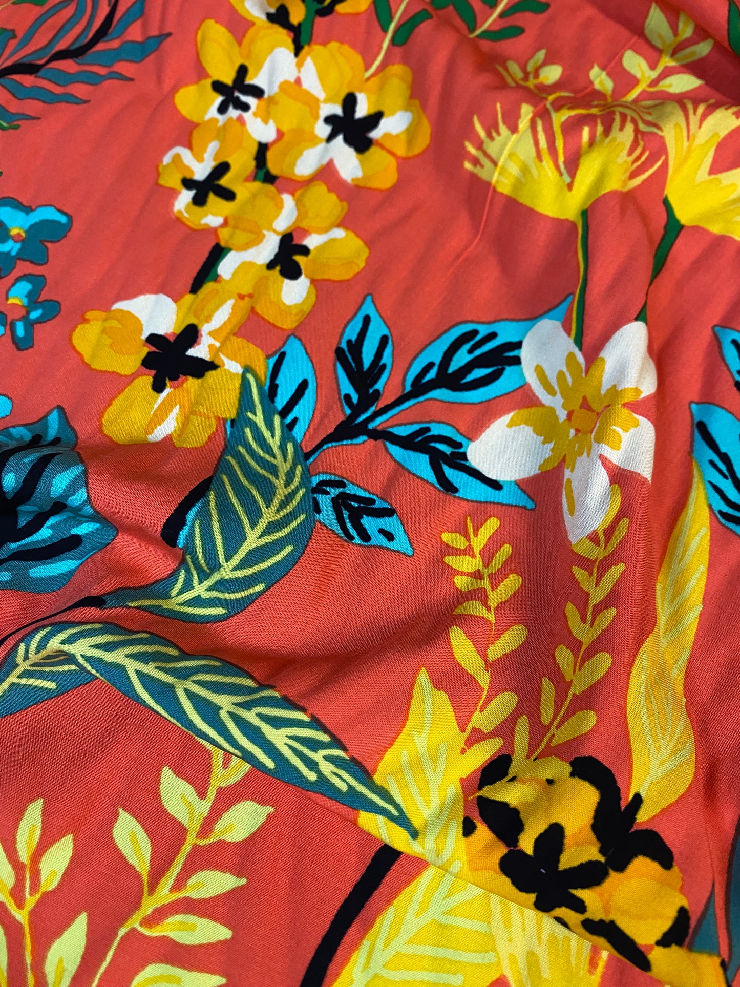 VISCOSE - Floral sun orange
