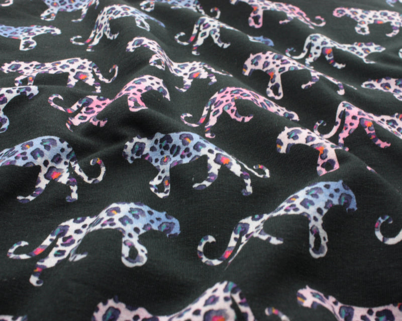 Jersey - Sweatshirting - Watercolour leopard Black