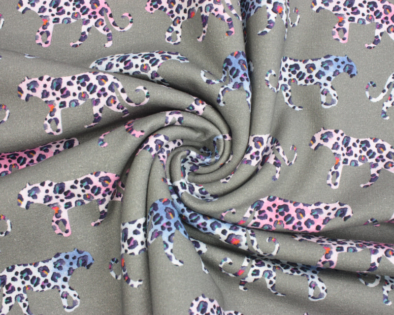 Jersey - Sweatshirting - Watercolour leopard Grey