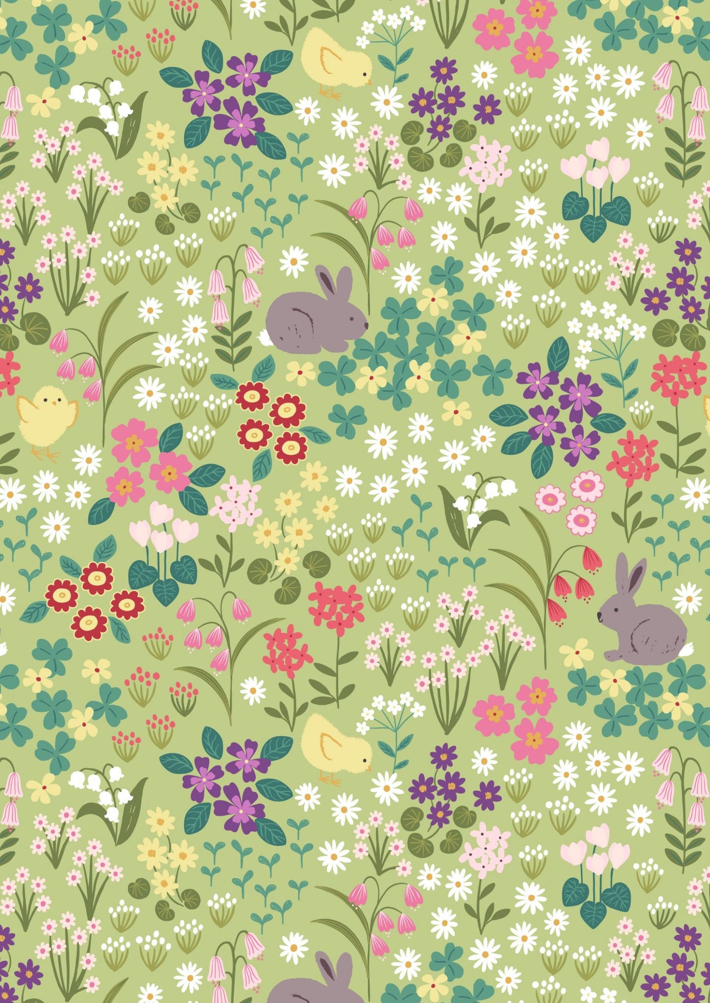 Lewis and Irene - Bunny Hop - Bunny and chick on green field