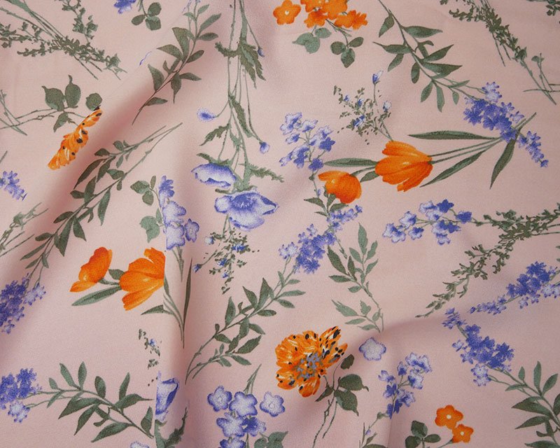 Georgette - pink floral print