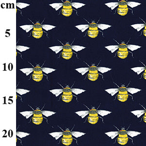 Cotton poplin - gorgeous bees on navy