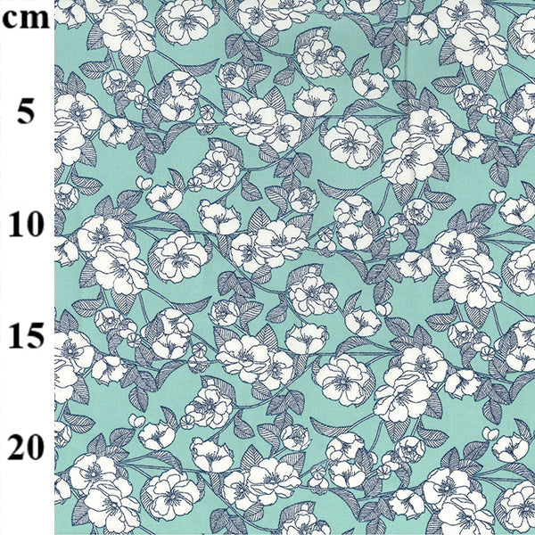 Rose and Hubble - Floral cotton poplin - Mint floral