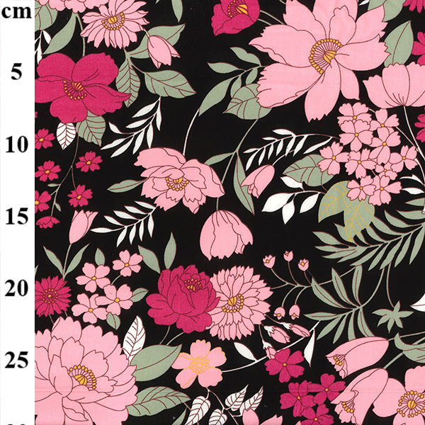 Rose and Hubble - Floral cotton poplin - Black and pink floral