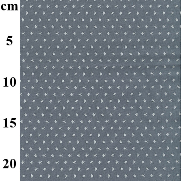 Cotton fabric - Silver stars on Grey (metallic)