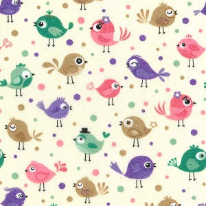 Polycotton - little multicolored birds