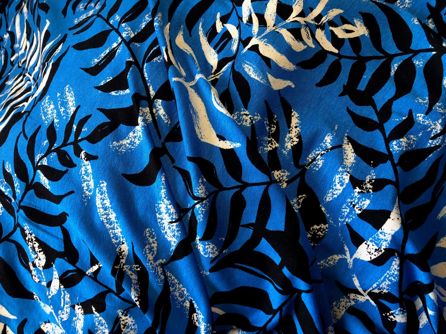 Single Jersey - Rayon - Blue leaves