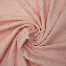 Double Gauze - pale pink with gold dots