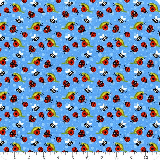 Henry Glass cotton - Gnome is where your garden grows - Ladybugs and bees