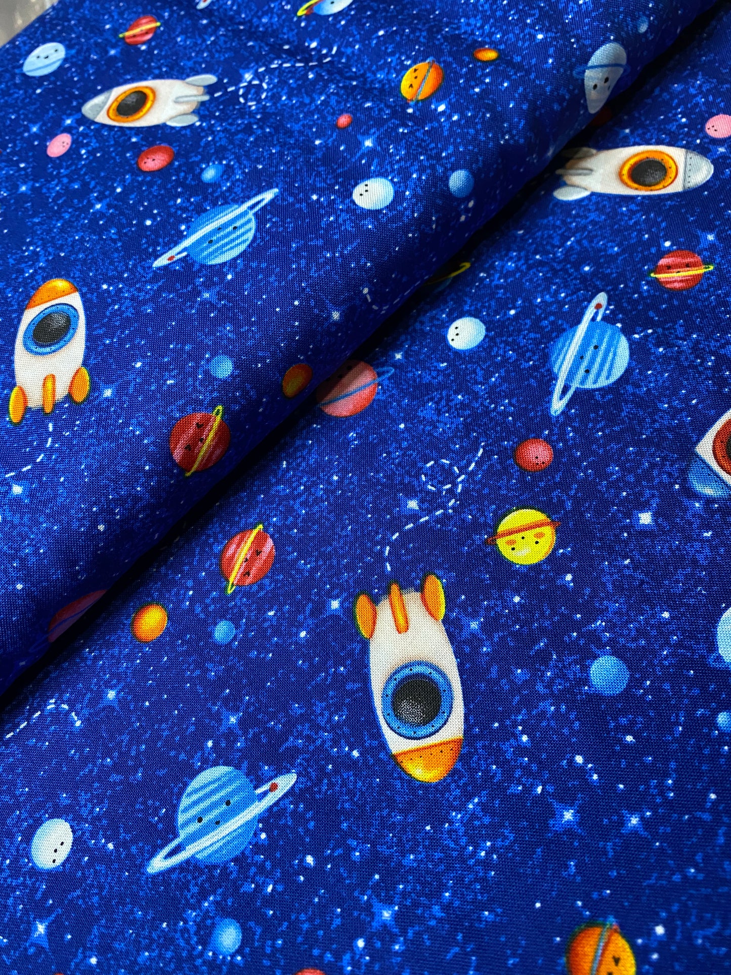 Michael Miller cotton - Hula universe Fly by - Rockets in space