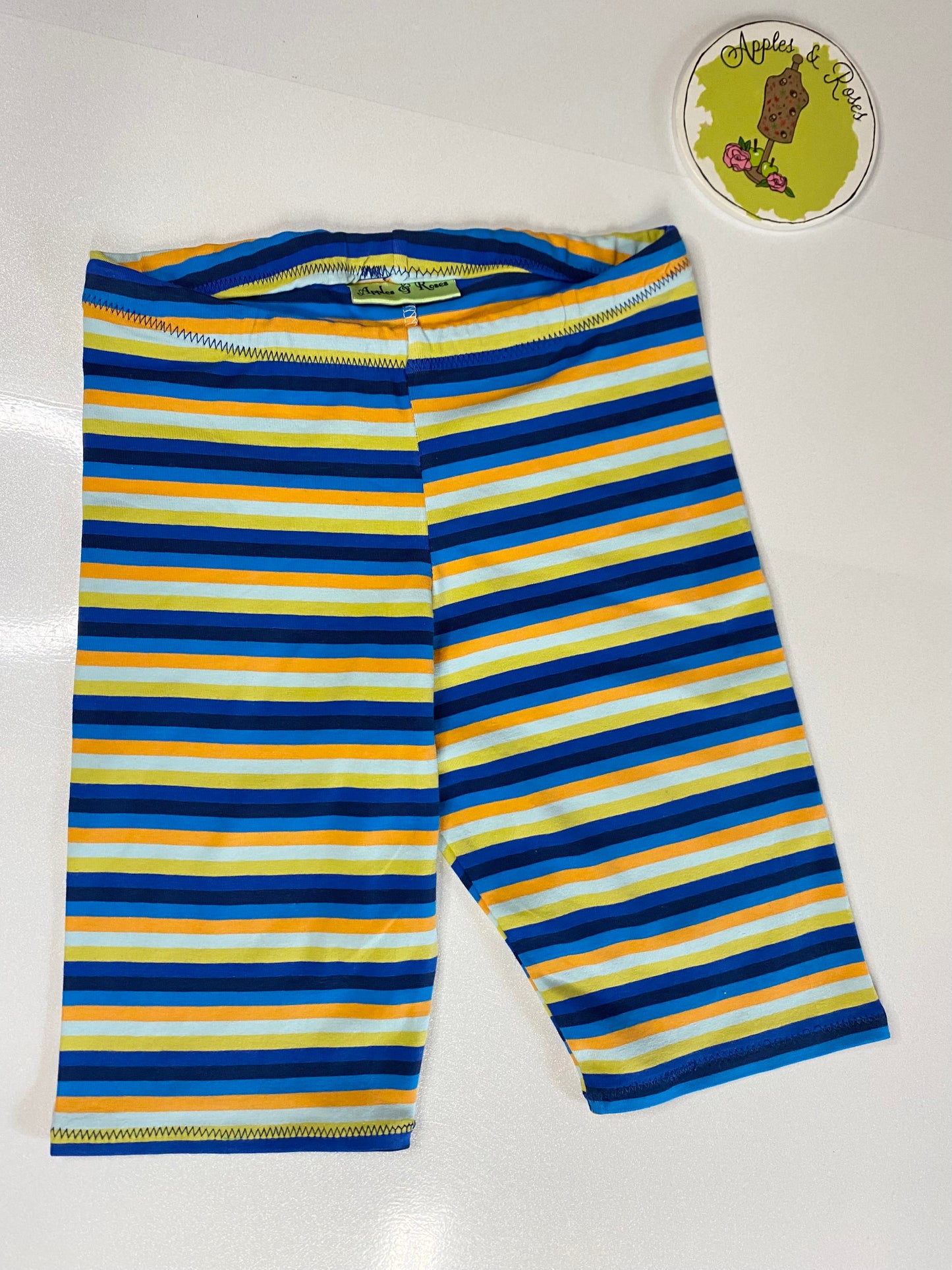 Single Jersey - Small stripes - Navy, blue, orange and yellow