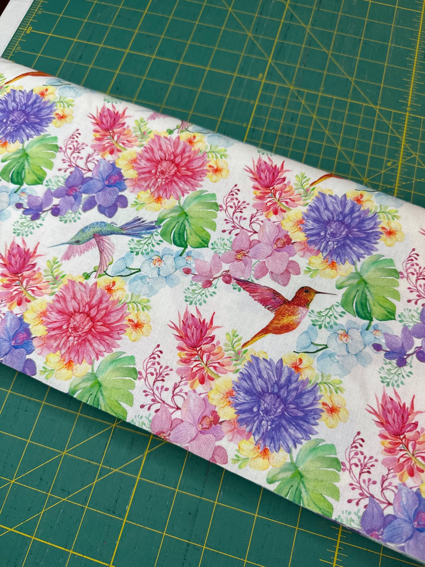 100% cotton - little Johnny - hummingbird and flowers