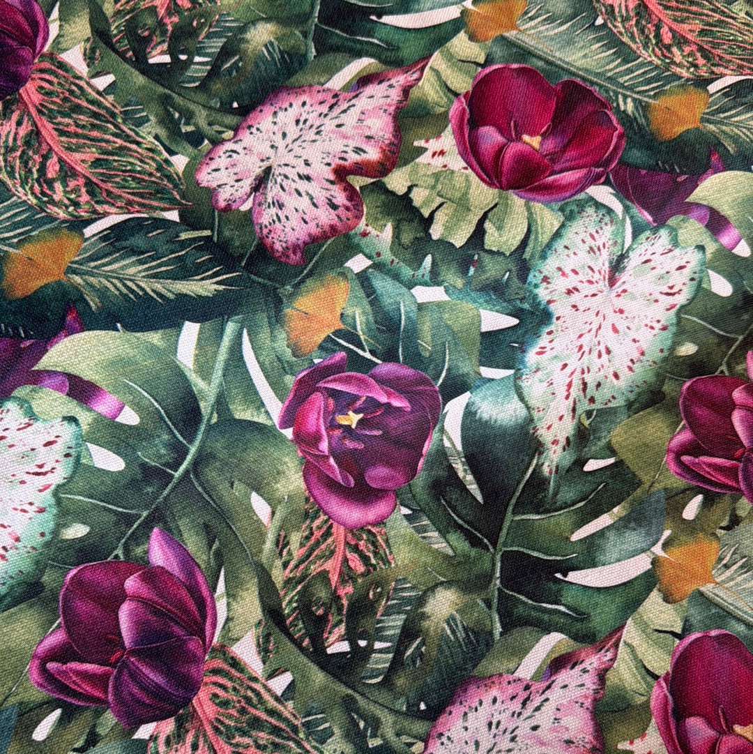 Tropical heavy cotton - Foliage & flowers