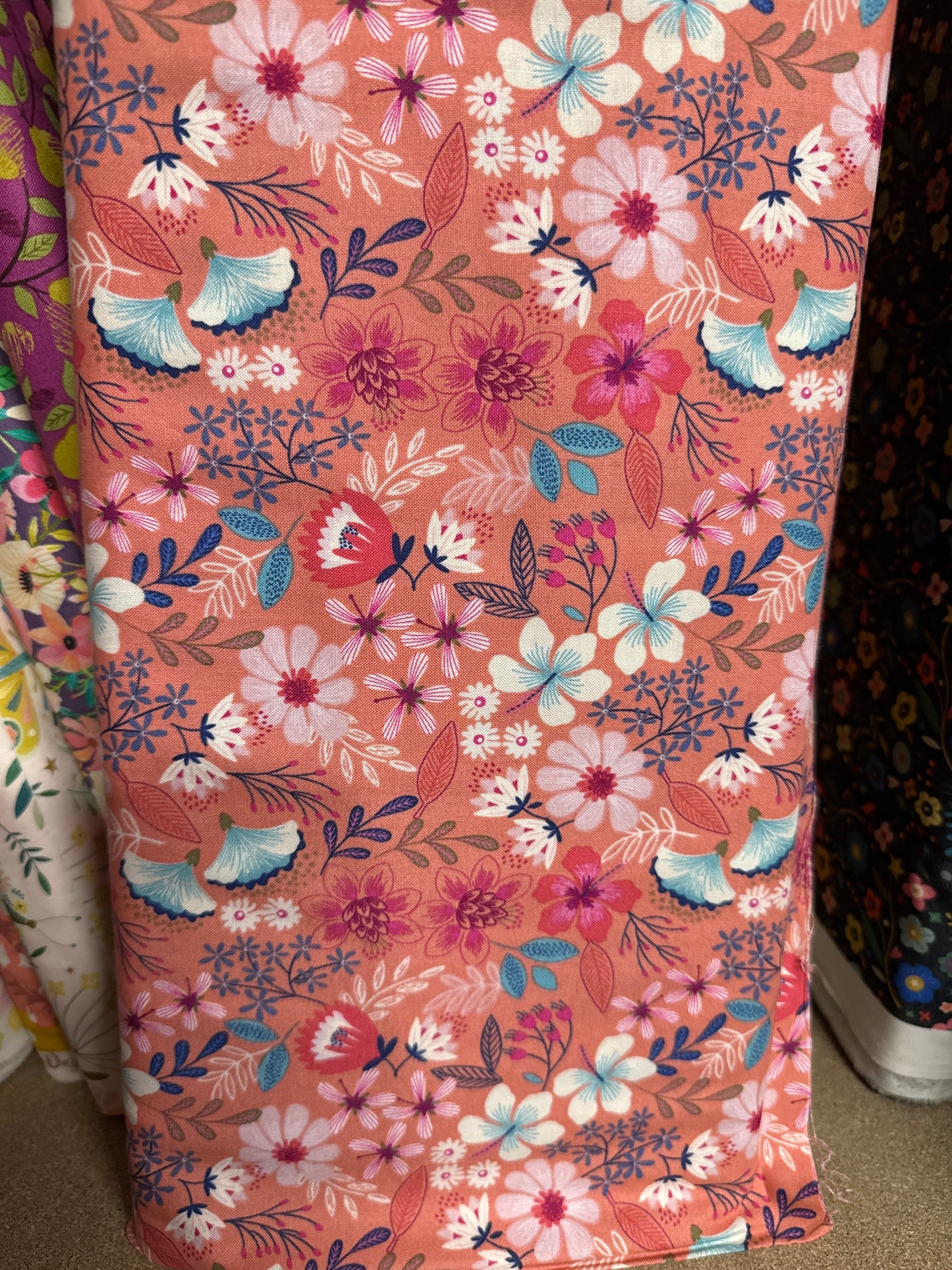 Lewis and Irene - Humming bird - coral floral