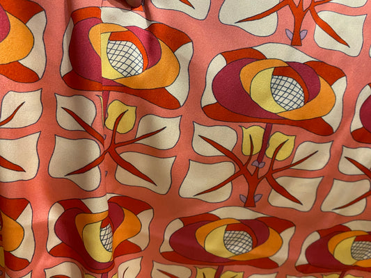 Satin (polyester) - silky geo Art Deco print