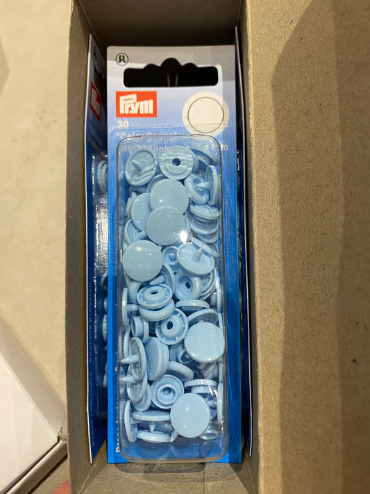 Prym kam snaps non sew 12.4mm - baby blue box of 30