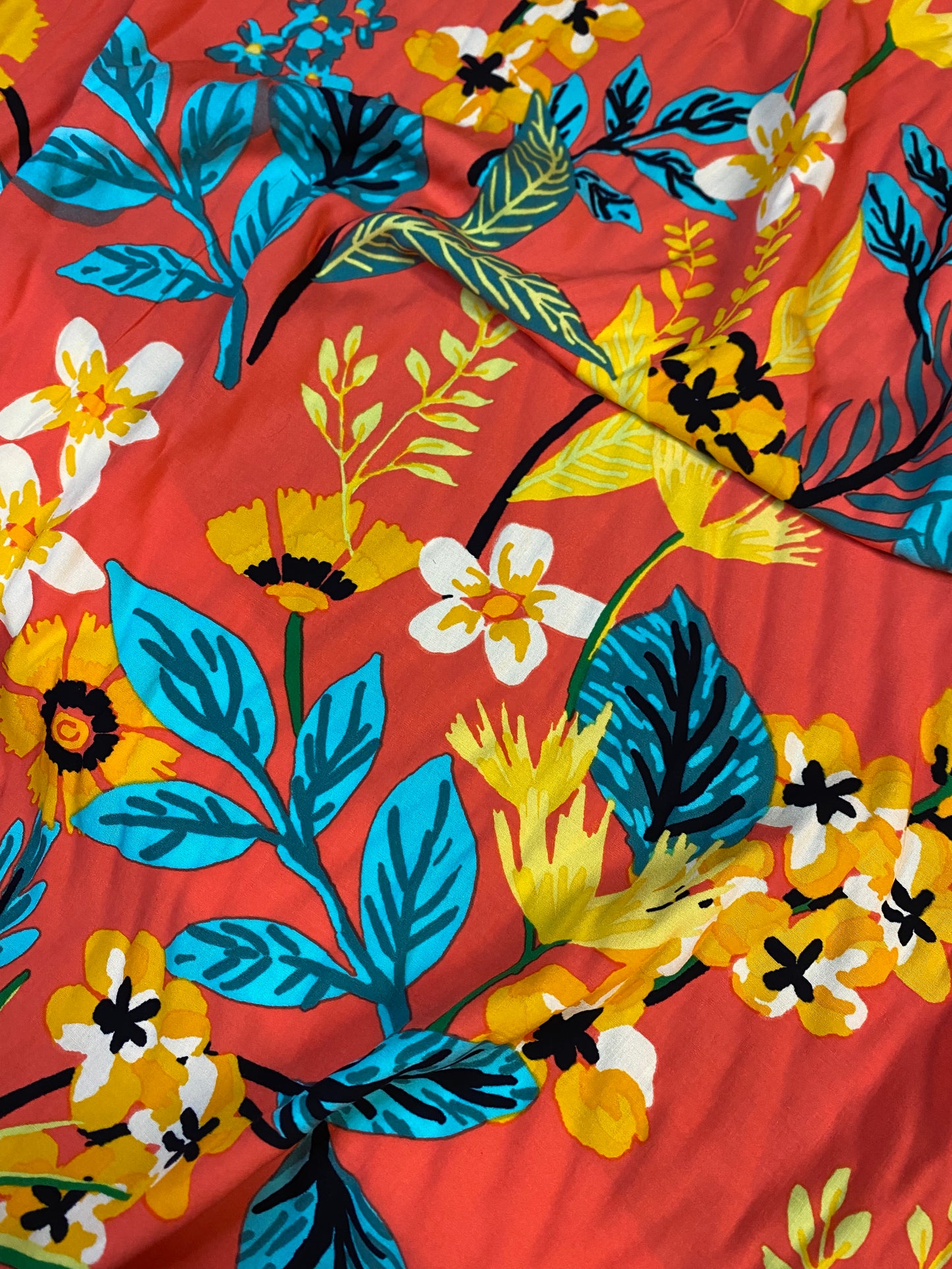 VISCOSE - Floral sun orange