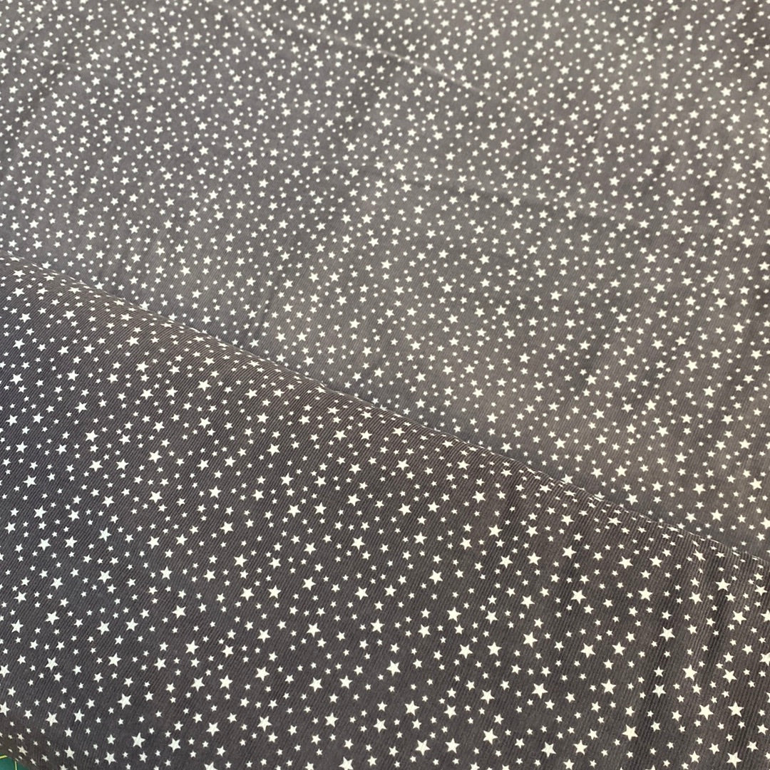 Needlecord (100% cotton) - Grey stars
