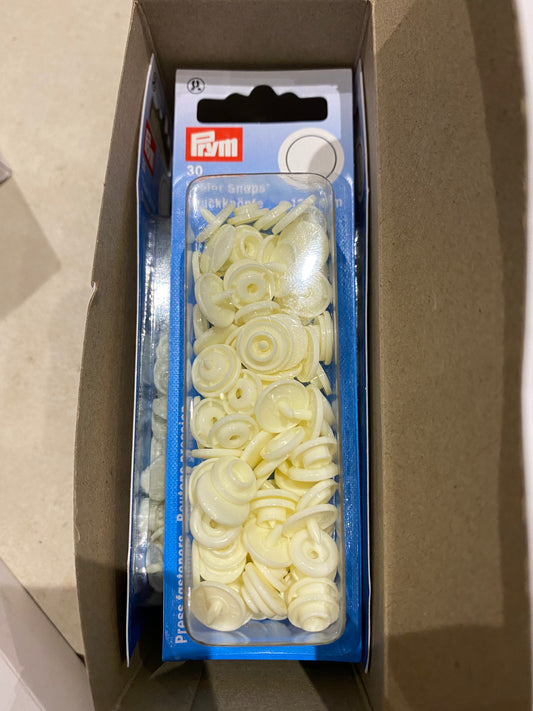 Prym kam snaps non sew 12.4mm - cream box of 30