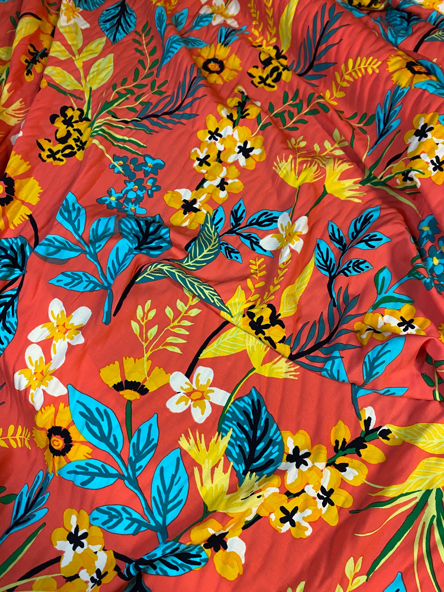 VISCOSE - Floral sun orange