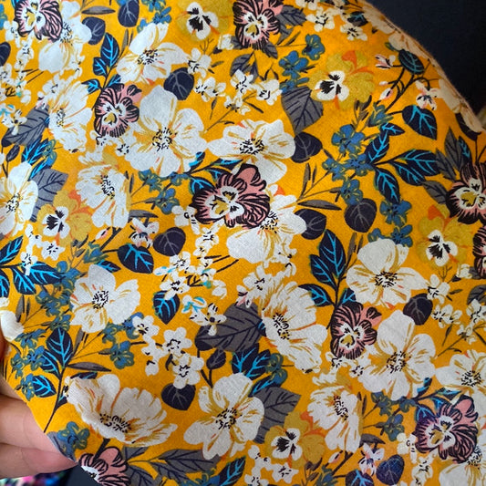 Cotton lawn - tropical floral yellow