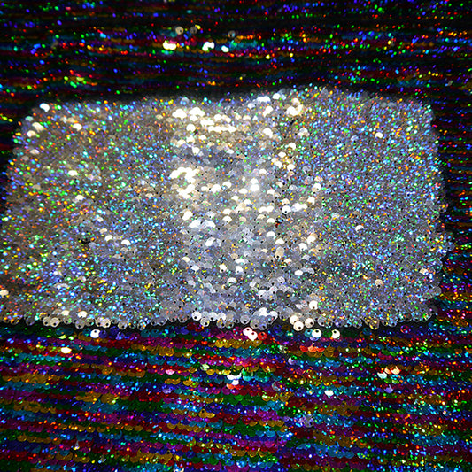 Sequin fabric - Rainbow / Silver flip sequins