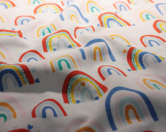 Single Jersey - Rainbows on white