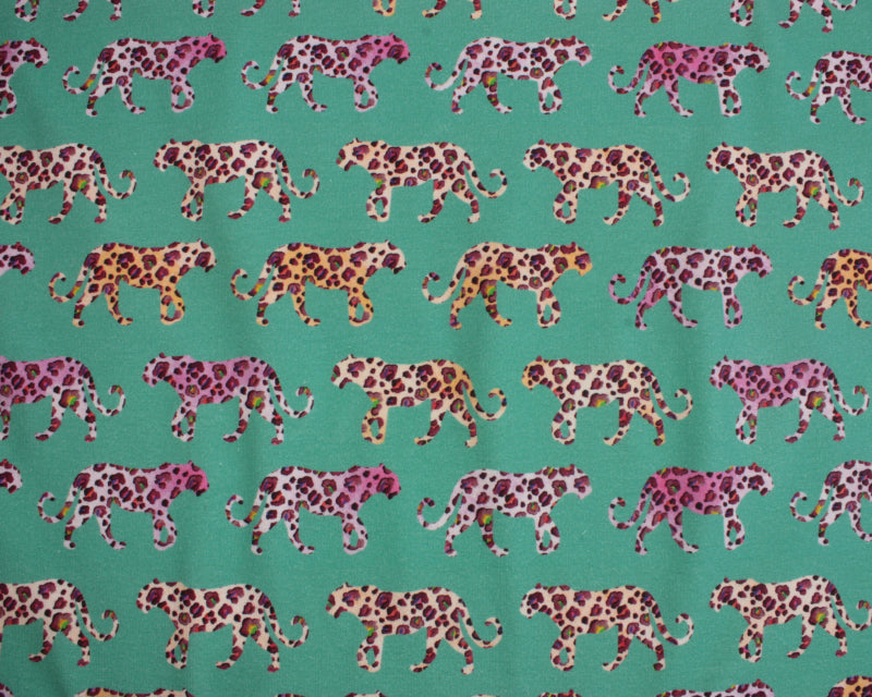 Jersey - Sweatshirting - Watercolour leopard Aqua