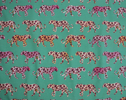 Jersey - Sweatshirting - Watercolour leopard Aqua