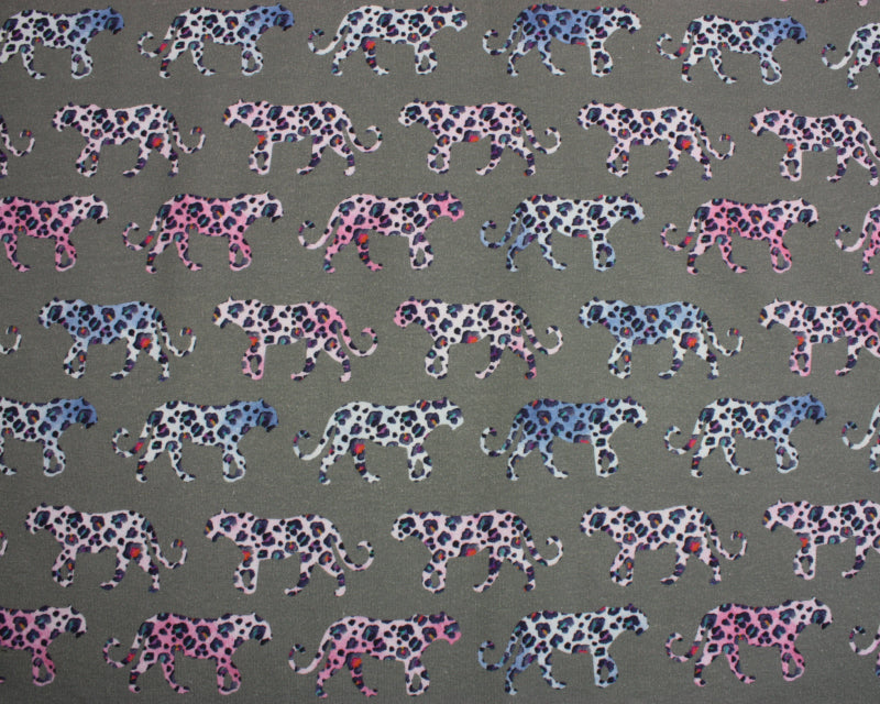 Jersey - Sweatshirting - Watercolour leopard Grey
