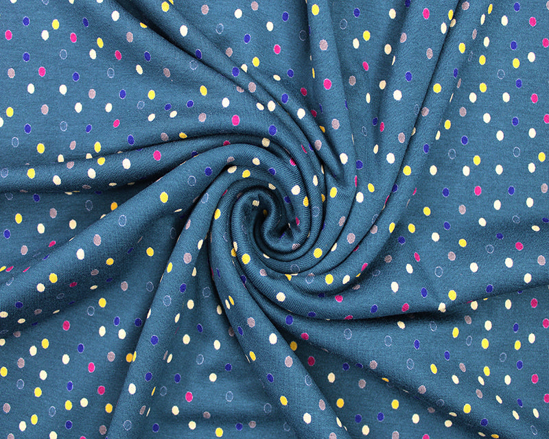 Jersey - viscose - Lots of spots on teal