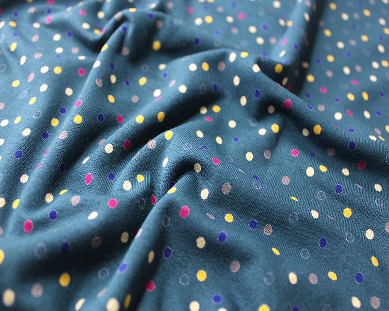 Jersey - viscose - Lots of spots on teal