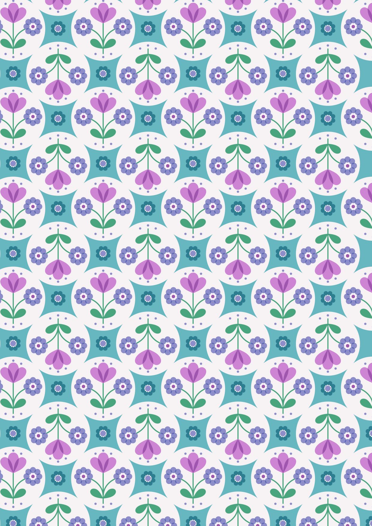 Lewis and Irene - flower child - fab floral circles on blue