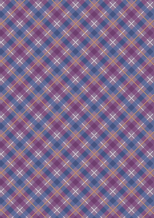 Lewis and Irene - Iona - Purple check with copper metallic