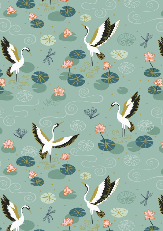 Lewis and Irene - Jardin de Lis - Duck egg heron lake (gold metallic)