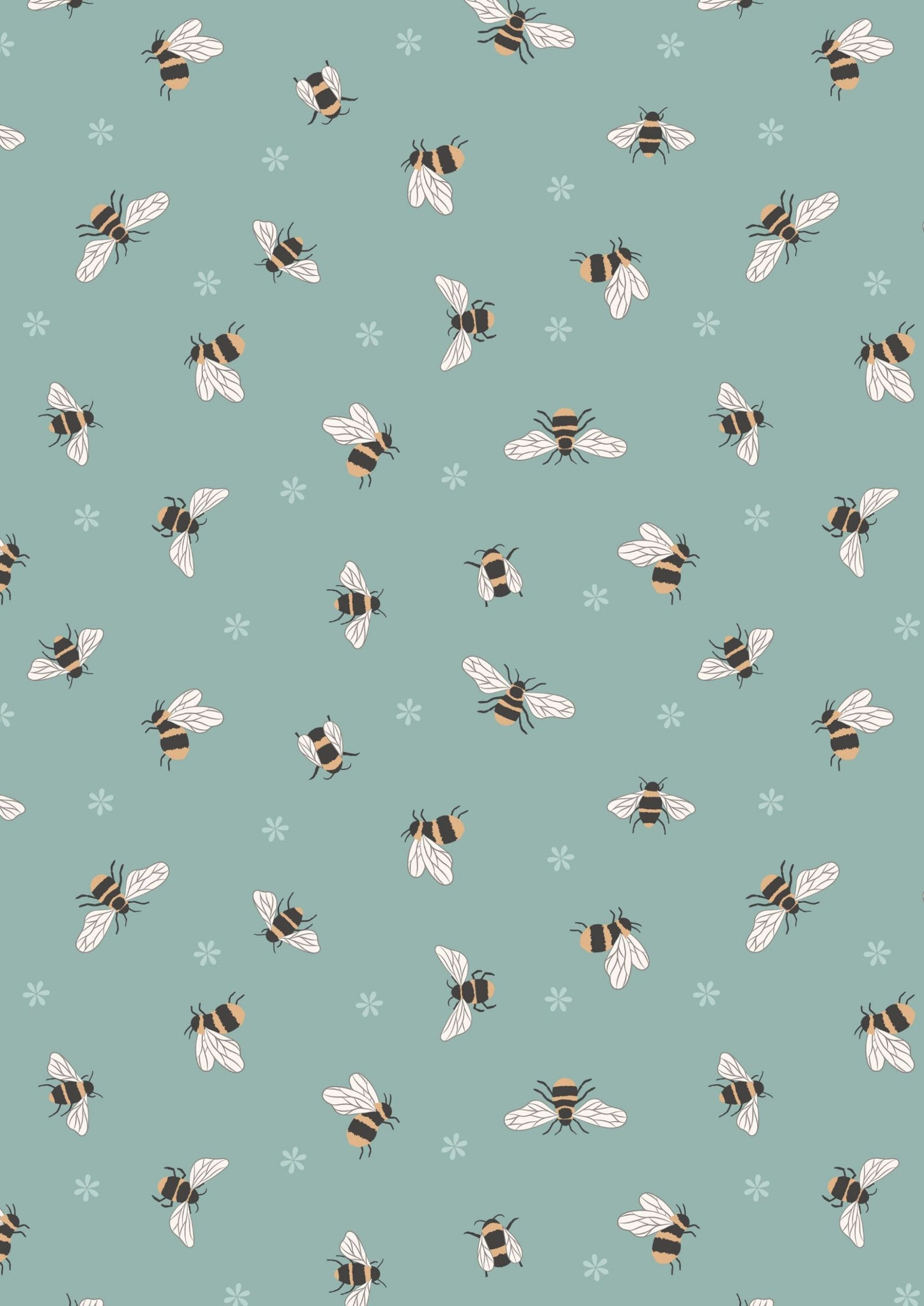Lewis and Irene - Queen bee - Bees on duck egg blue