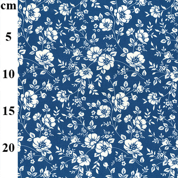 Floral cotton poplin - Gorgeous vintage flowers on copen blue