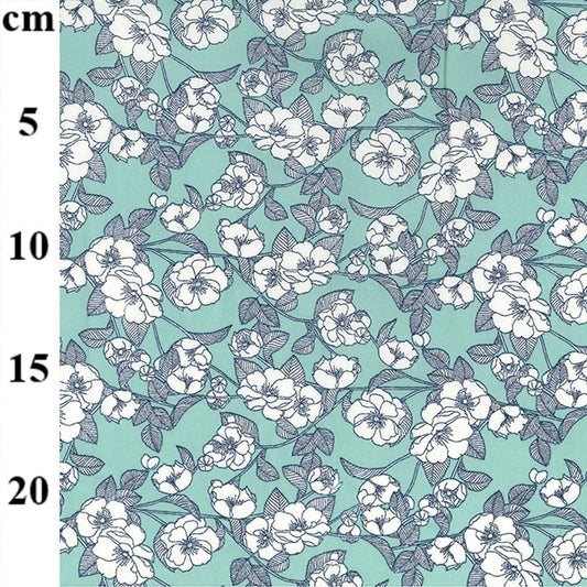 Rose and Hubble - Floral cotton poplin - Mint floral