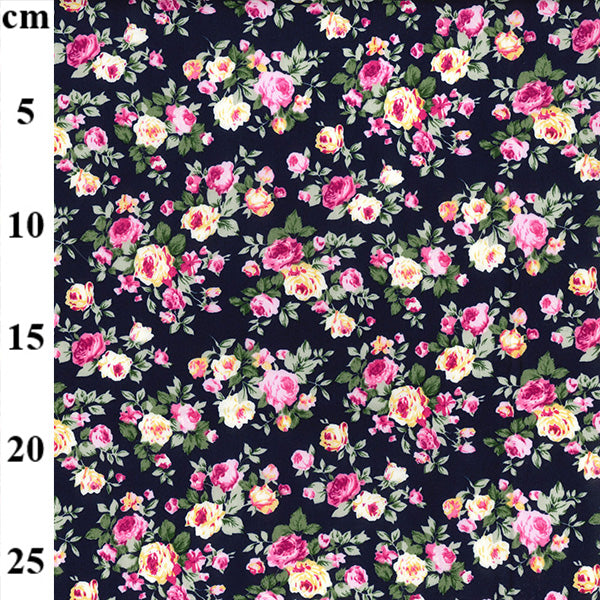 Rose and Hubble - Floral cotton poplin - Roses on navy