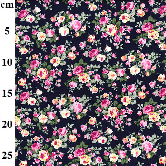 Rose and Hubble - Floral cotton poplin - Roses on navy