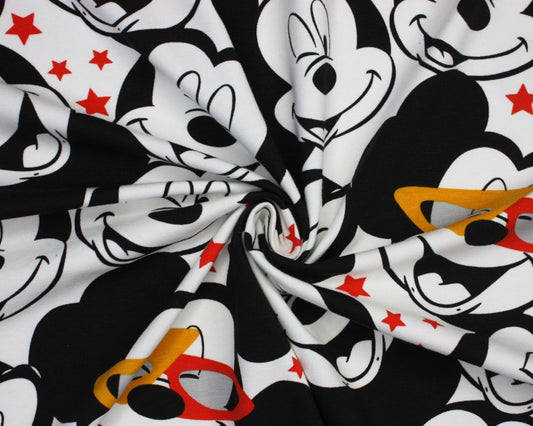 Single Jersey - licensed - Mickey Mouse laugh on white