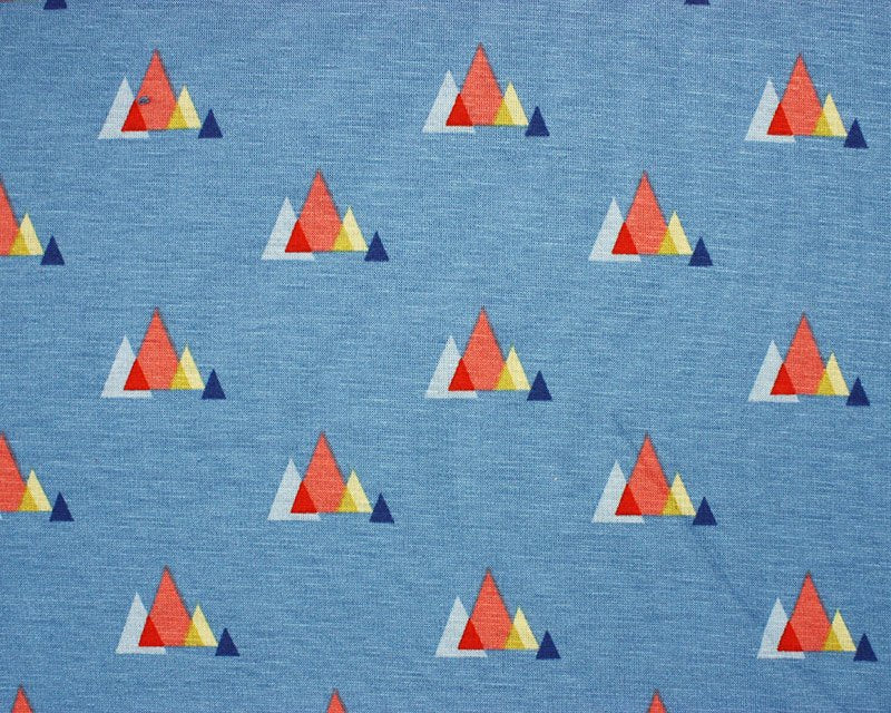 Jersey Alpine Fleece - Geometric triangles blue