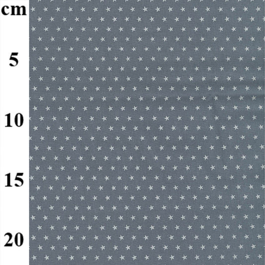 Cotton fabric - Silver stars on Grey (metallic)